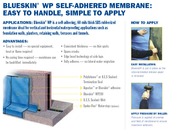 blue skin waterproofing membrane